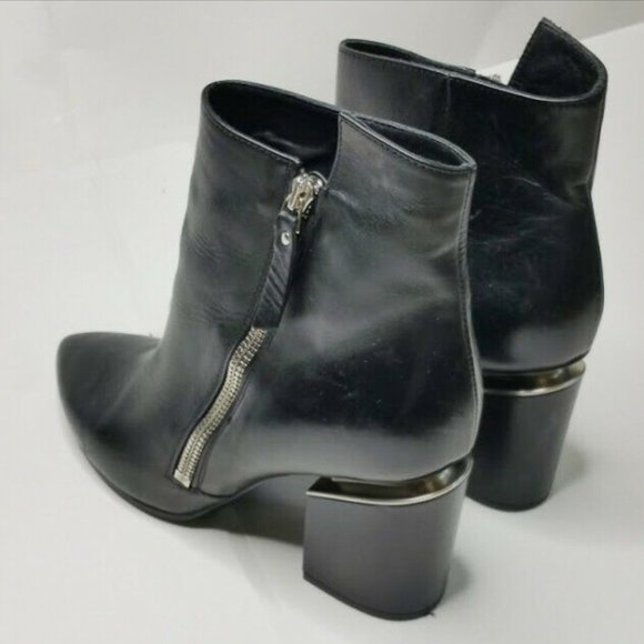 Vic Matie Sz 9 / 8 Black Leather Heel Ankle Boots - Picture 5 of 8